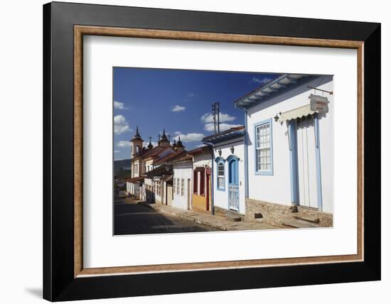 Colonial Houses and Nossa Senhora do Carmo Church, Mariana, Minas Gerais, Brazil, South America-Ian Trower-Framed Photographic Print