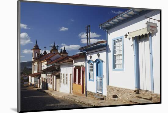 Colonial Houses and Nossa Senhora do Carmo Church, Mariana, Minas Gerais, Brazil, South America-Ian Trower-Mounted Photographic Print