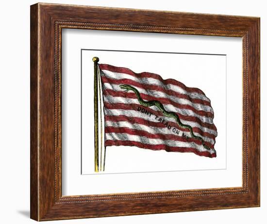 Colonists' Rattlesnake Flag with Don't Tread on Me Slogan-null-Framed Giclee Print