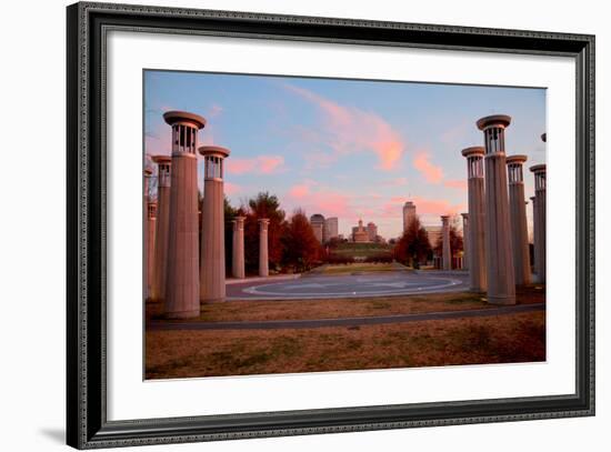 Colonnade in a park, 95 Bell Carillons, Bicentennial Mall State Park, Nashville, Davidson County...-null-Framed Photographic Print