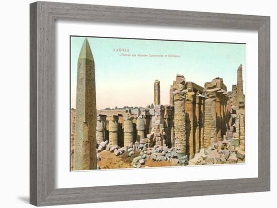 Colonnade, Obelisk, Karnak, Egypt-null-Framed Premium Giclee Print