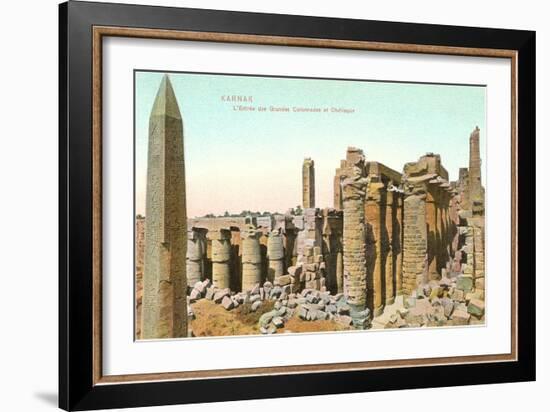 Colonnade, Obelisk, Karnak, Egypt-null-Framed Premium Giclee Print