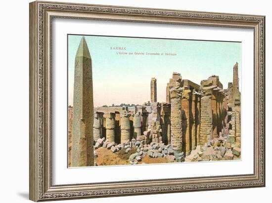 Colonnade, Obelisk, Karnak, Egypt-null-Framed Art Print