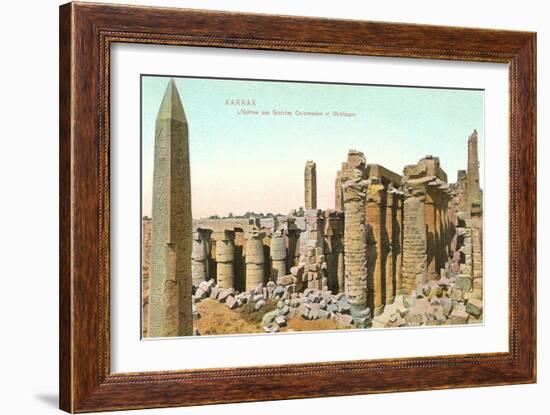 Colonnade, Obelisk, Karnak, Egypt-null-Framed Art Print