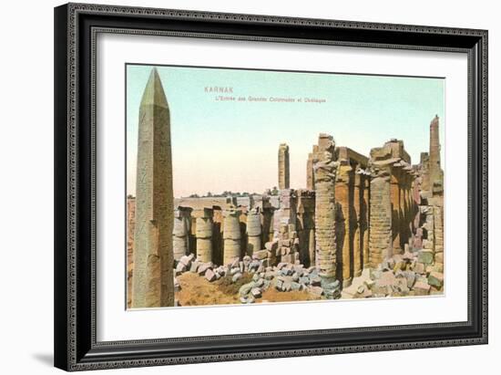 Colonnade, Obelisk, Karnak, Egypt-null-Framed Art Print