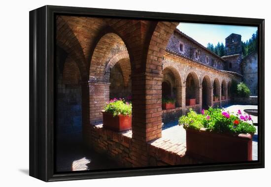 Colonnade Of An Old World Castle In Napa Valley-George Oze-Framed Premier Image Canvas
