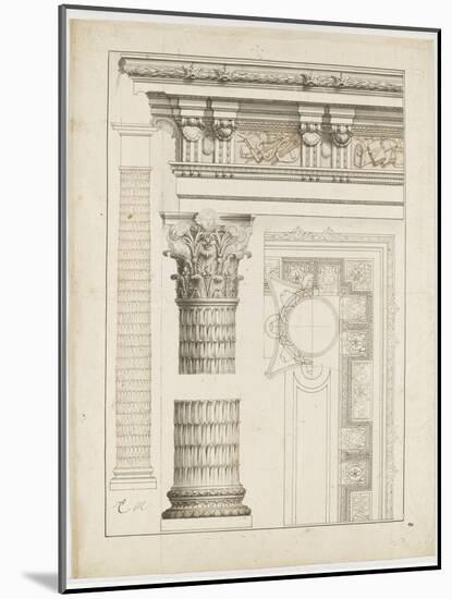 Colonne avec chapiteau, entablement et corniche-Charles Le Brun-Mounted Giclee Print