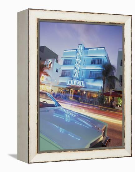 Colony Hotel and Classic Car, South Beach, Art Deco Architecture, Miami, Florida, Usa-Robin Hill-Framed Premier Image Canvas