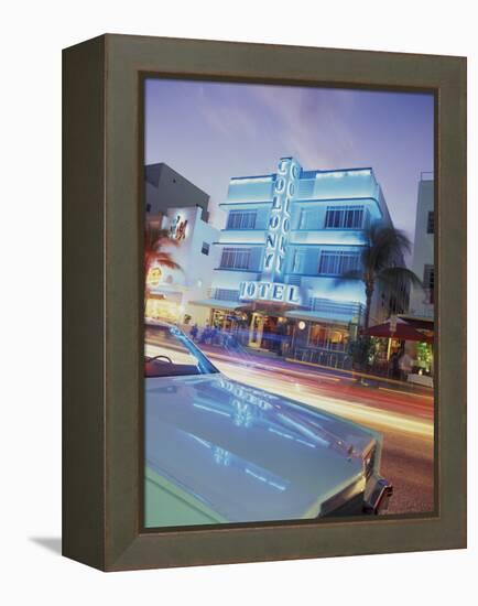 Colony Hotel and Classic Car, South Beach, Art Deco Architecture, Miami, Florida, Usa-Robin Hill-Framed Premier Image Canvas