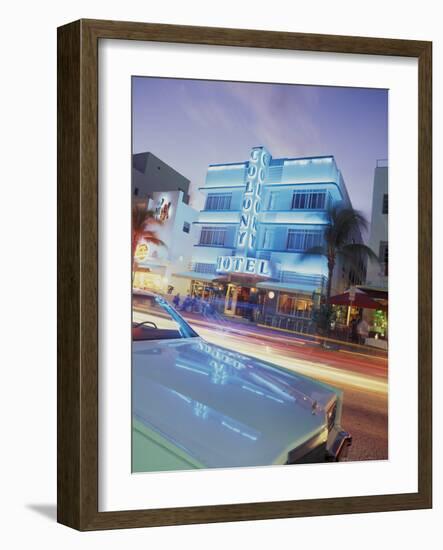 Colony Hotel and Classic Car, South Beach, Art Deco Architecture, Miami, Florida, Usa-Robin Hill-Framed Photographic Print