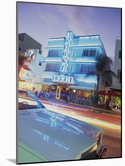 Colony Hotel and Classic Car, South Beach, Art Deco Architecture, Miami, Florida, Usa-Robin Hill-Mounted Photographic Print