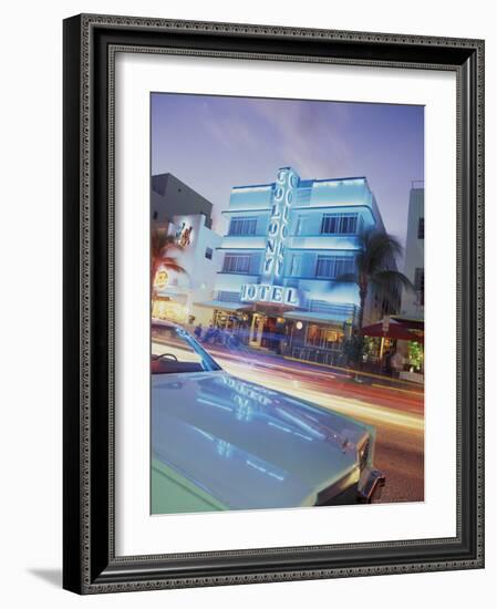 Colony Hotel and Classic Car, South Beach, Art Deco Architecture, Miami, Florida, Usa-Robin Hill-Framed Photographic Print