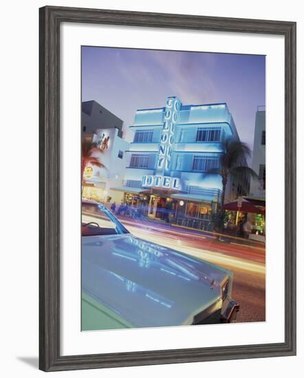 Colony Hotel and Classic Car, South Beach, Art Deco Architecture, Miami, Florida, Usa-Robin Hill-Framed Photographic Print