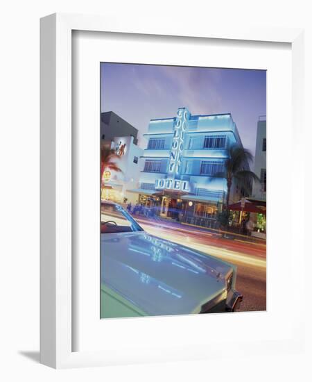 Colony Hotel and Classic Car, South Beach, Art Deco Architecture, Miami, Florida, Usa-Robin Hill-Framed Photographic Print