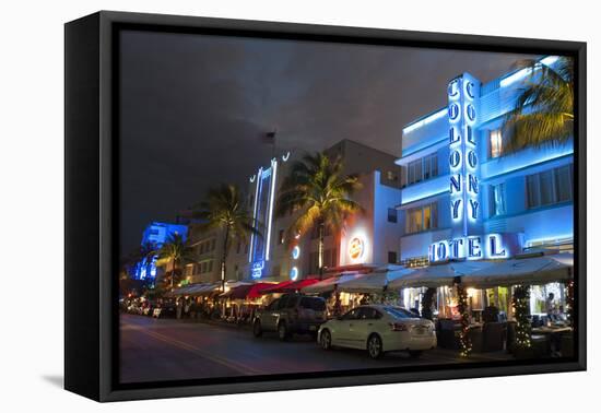 Colony Hotel, Ocean Drive, South Beach, Miami Beach, Florida, Usa-Sergio Pitamitz-Framed Premier Image Canvas