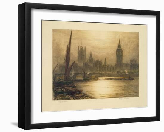 Color Etching of Westminster-null-Framed Giclee Print