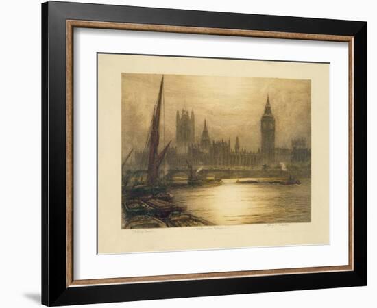 Color Etching of Westminster-null-Framed Giclee Print