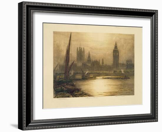 Color Etching of Westminster-null-Framed Giclee Print