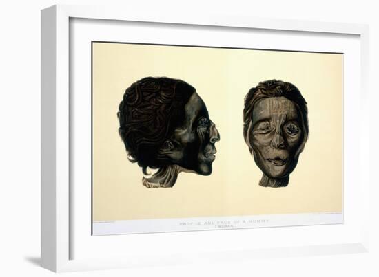 Color Lithograph Showing Face and Profile of Female Mummy-null-Framed Giclee Print