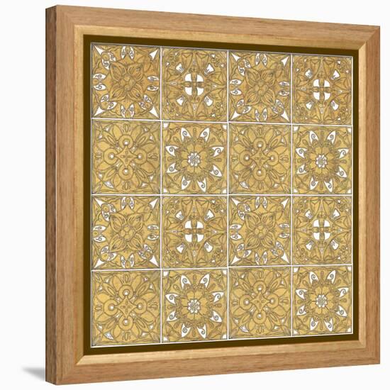 Color my World Mexican Tiles Pattern Gold-Daphne Brissonnet-Framed Stretched Canvas