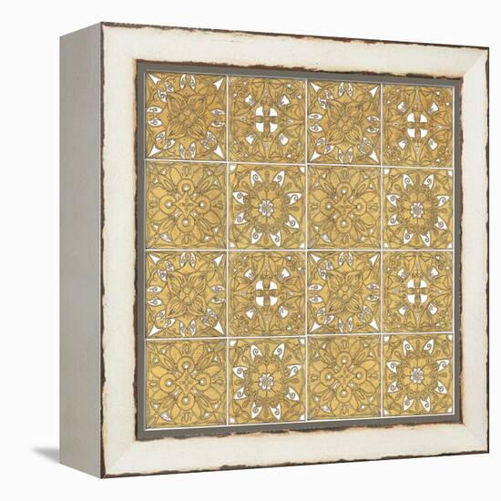 Color my World Mexican Tiles Pattern Gold-Daphne Brissonnet-Framed Stretched Canvas