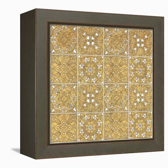 Color my World Mexican Tiles Pattern Gold-Daphne Brissonnet-Framed Stretched Canvas