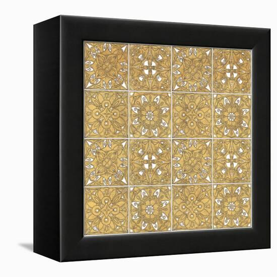 Color my World Mexican Tiles Pattern Gold-Daphne Brissonnet-Framed Stretched Canvas
