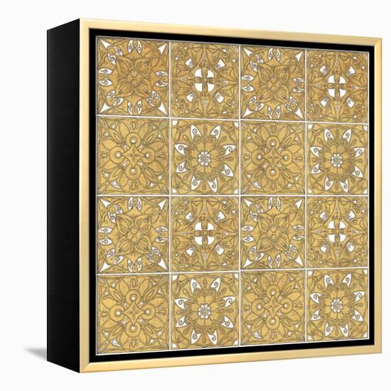 Color my World Mexican Tiles Pattern Gold-Daphne Brissonnet-Framed Stretched Canvas