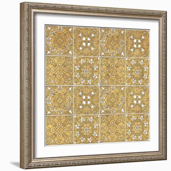 Color my World Mexican Tiles Pattern Gold-Daphne Brissonnet-Framed Art Print