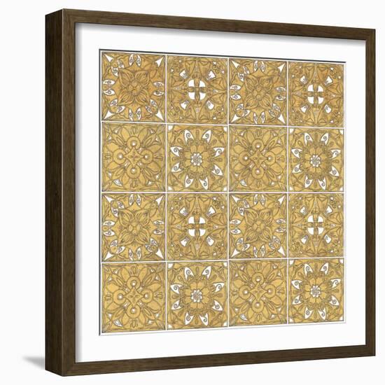 Color my World Mexican Tiles Pattern Gold-Daphne Brissonnet-Framed Art Print