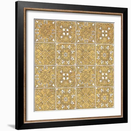 Color my World Mexican Tiles Pattern Gold-Daphne Brissonnet-Framed Art Print