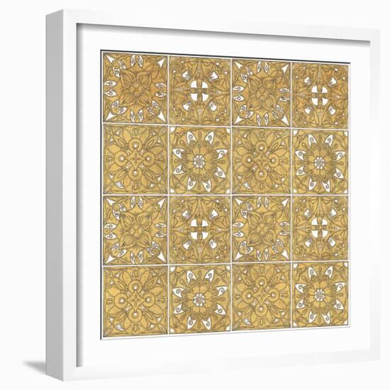 Color my World Mexican Tiles Pattern Gold-Daphne Brissonnet-Framed Art Print