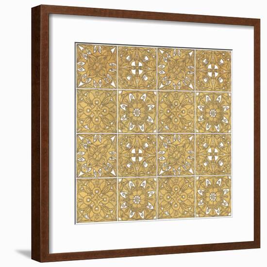 Color my World Mexican Tiles Pattern Gold-Daphne Brissonnet-Framed Art Print