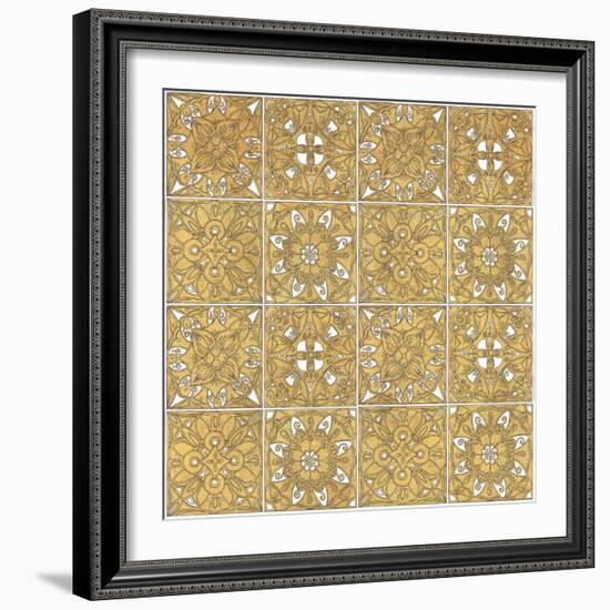 Color my World Mexican Tiles Pattern Gold-Daphne Brissonnet-Framed Art Print