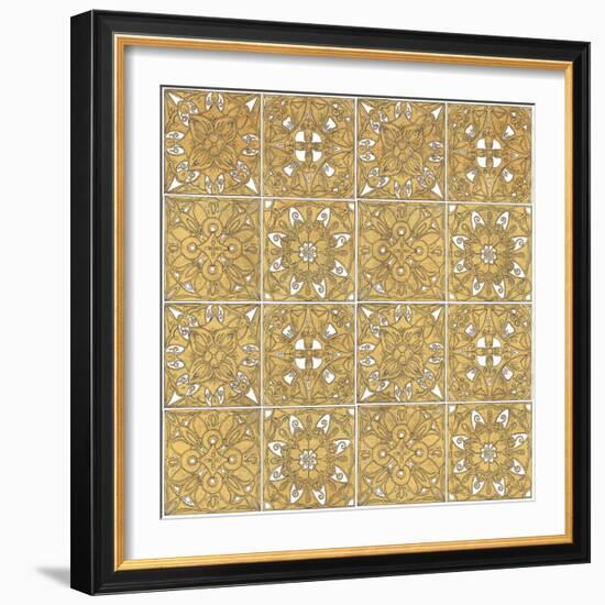 Color my World Mexican Tiles Pattern Gold-Daphne Brissonnet-Framed Art Print