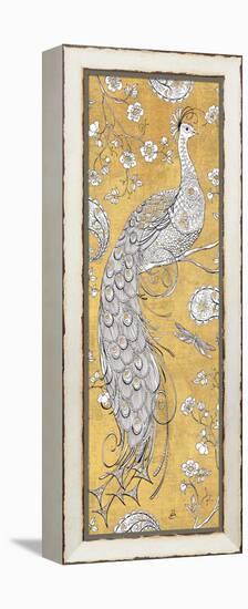 Color my World Ornate Peacock II Gold-Daphne Brissonnet-Framed Stretched Canvas