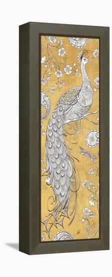 Color my World Ornate Peacock II Gold-Daphne Brissonnet-Framed Stretched Canvas