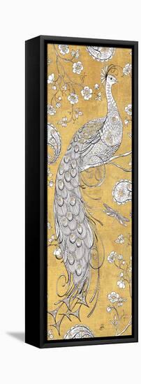 Color my World Ornate Peacock II Gold-Daphne Brissonnet-Framed Stretched Canvas