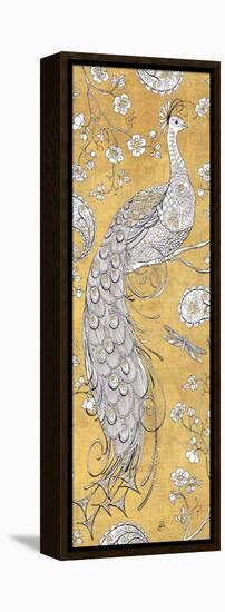 Color my World Ornate Peacock II Gold-Daphne Brissonnet-Framed Stretched Canvas