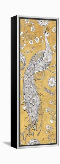 Color my World Ornate Peacock II Gold-Daphne Brissonnet-Framed Stretched Canvas