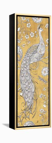 Color my World Ornate Peacock II Gold-Daphne Brissonnet-Framed Stretched Canvas