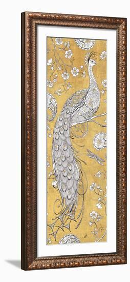 Color my World Ornate Peacock II Gold-Daphne Brissonnet-Framed Art Print