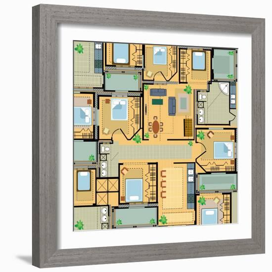 Color Plan House-alexzel-Framed Art Print