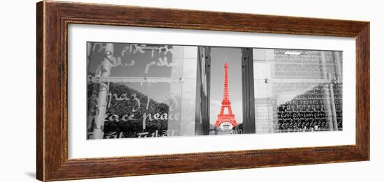Color Pop, Eiffel Tower Paris France, Living Coral-null-Framed Photographic Print