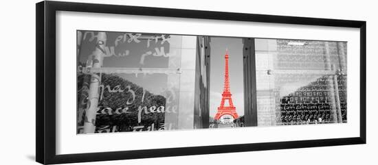 Color Pop, Eiffel Tower Paris France, Living Coral-null-Framed Photographic Print