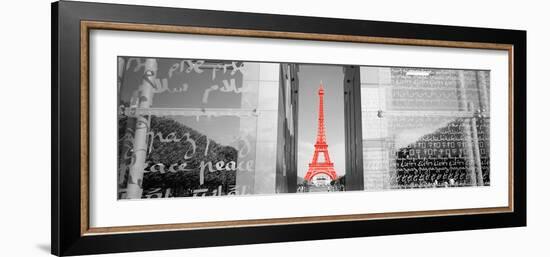 Color Pop, Eiffel Tower Paris France, Living Coral-null-Framed Photographic Print