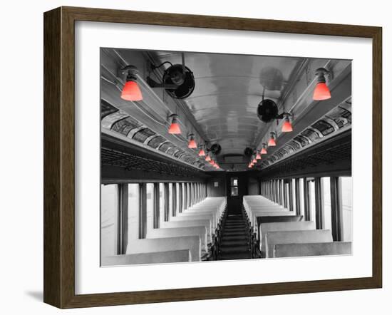 Color Pop, Empty coach of a train, USA, Living Coral-null-Framed Photographic Print