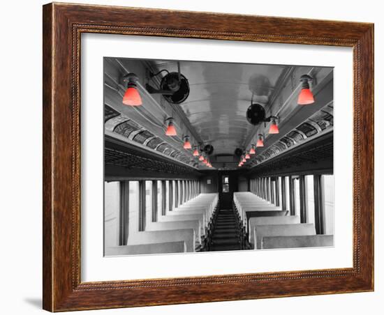 Color Pop, Empty coach of a train, USA, Living Coral-null-Framed Photographic Print