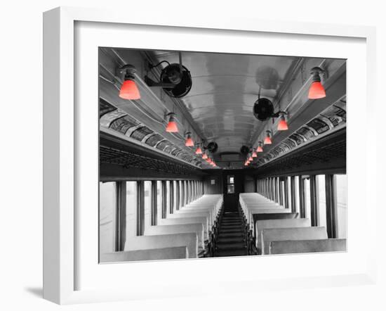 Color Pop, Empty coach of a train, USA, Living Coral-null-Framed Photographic Print