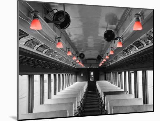 Color Pop, Empty coach of a train, USA, Living Coral-null-Mounted Photographic Print